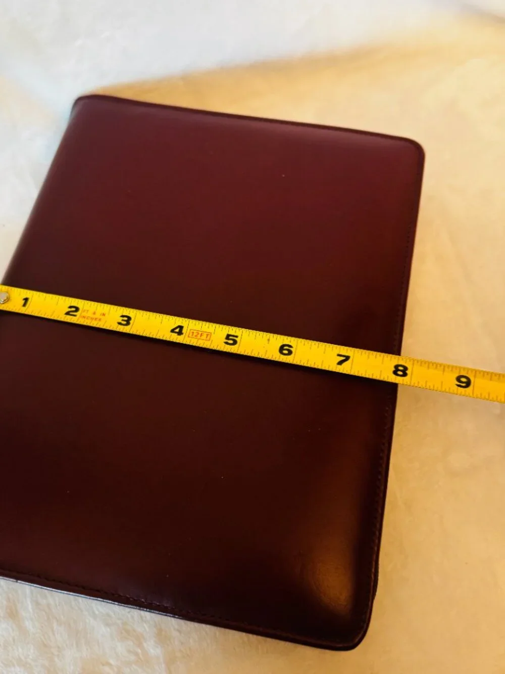 Vtg Professional Organizer Planner Red Maroon Faux Leather 3 Ring Binder YKK Zip